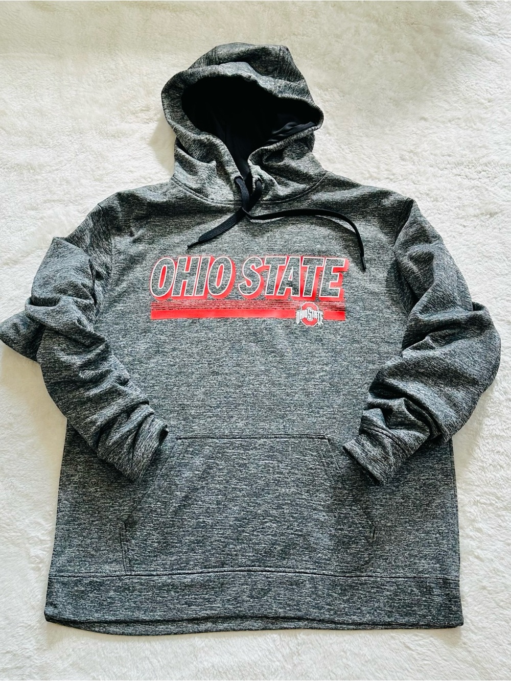 Scarlet & Gray Ohio State Buckeyes Hoodie Men L Gray Fleece Sweatshirt 23x27